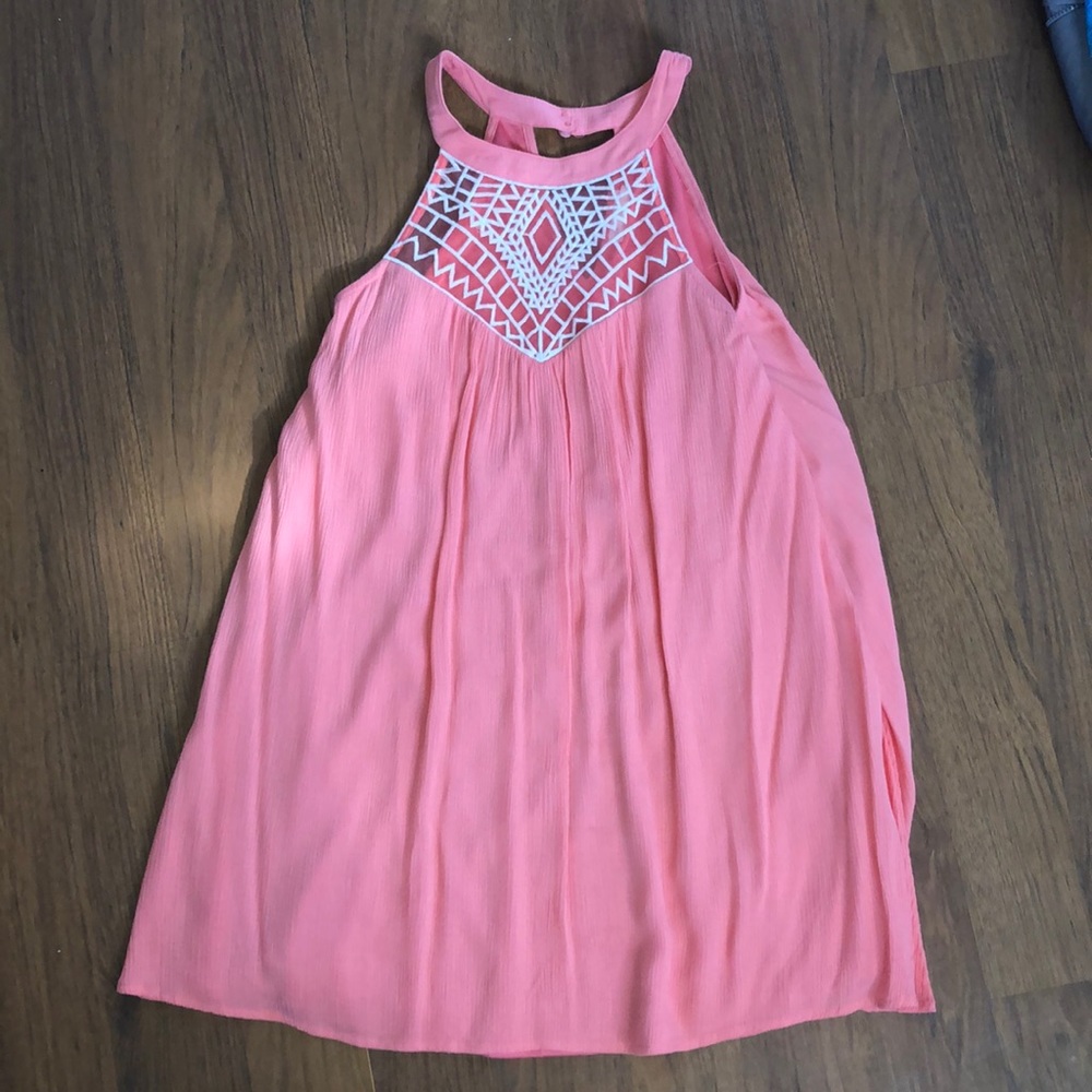 Embroidered Front Halter Dress